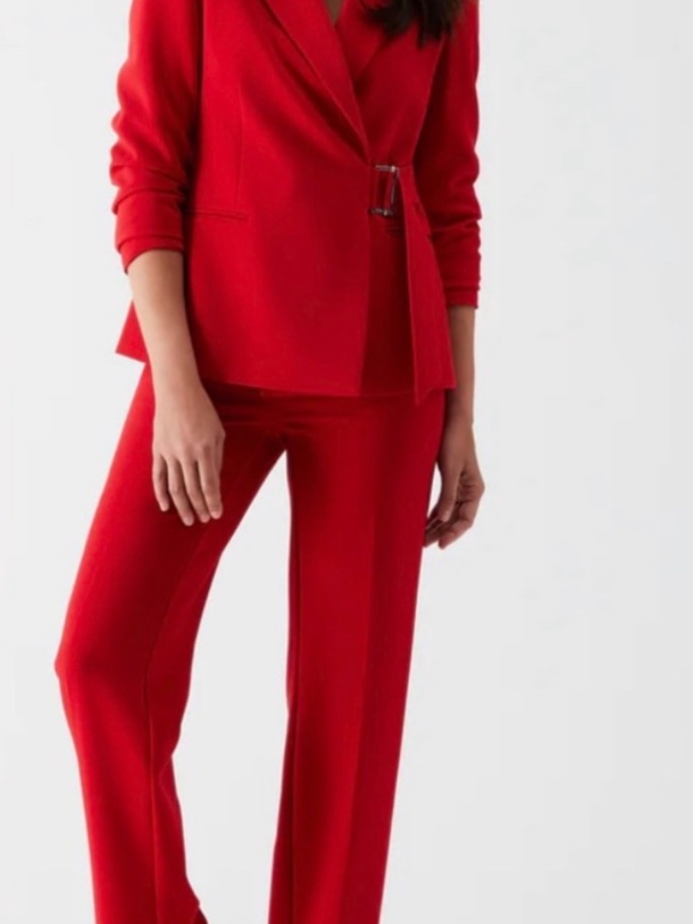 Power Red Tailored Women’s Pantsuit – Statement Blazer & Trousers Set